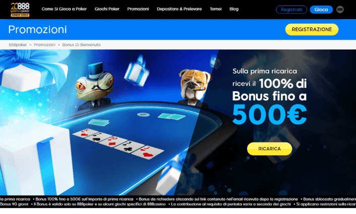 888poker bonus di benvenuto