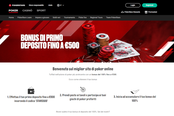 pokerstars bonus scommesse