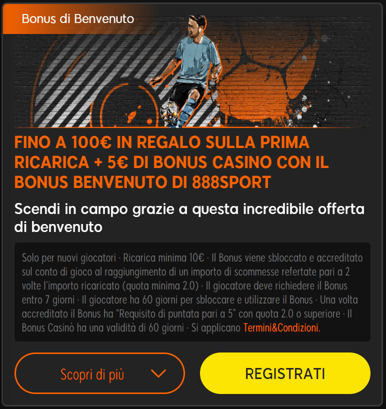 Bonus di benvenuto di 888Sport