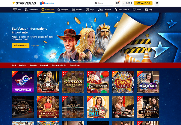 Casinò dal vivo Starvegas