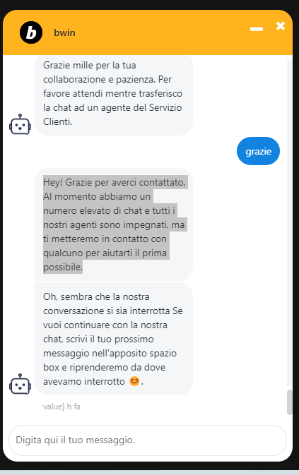 Servizio clienti-Bwin