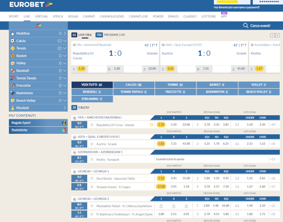 Euorbet Scommesse live