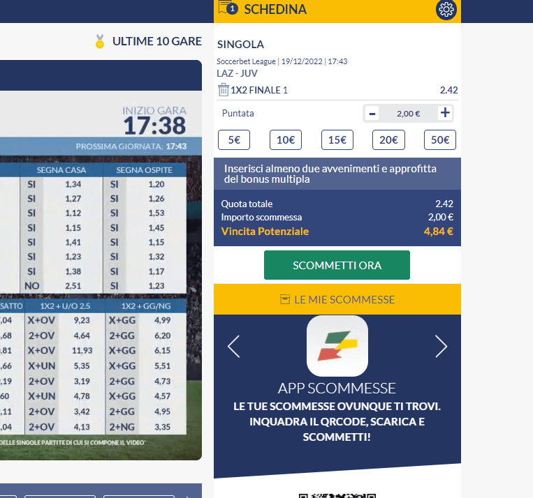 Schedina scommesse virtuali