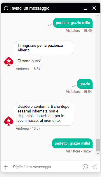 chattare con il servizio clienti pokerstars