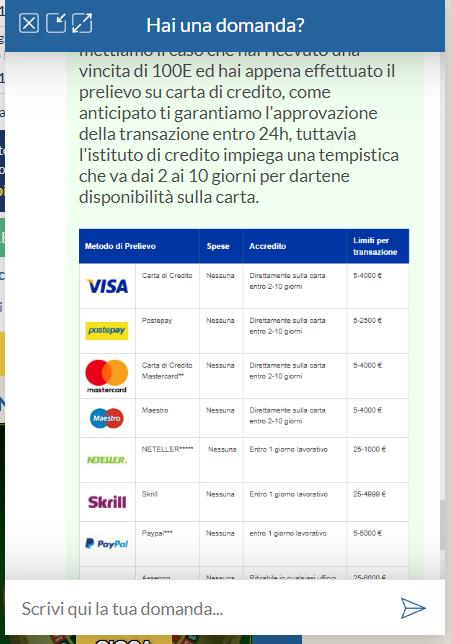 servizio clienti scommesse live