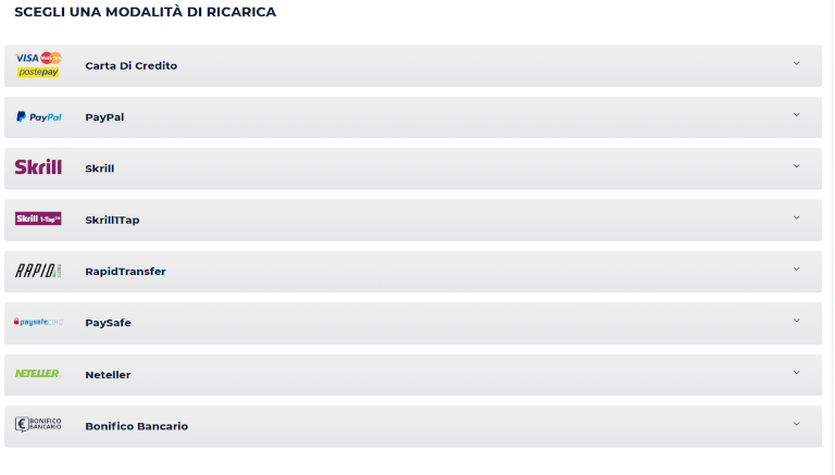 metodi pagamento admiralbet 