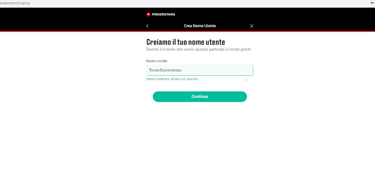 inserisci il tuo nome utente in pokerstars