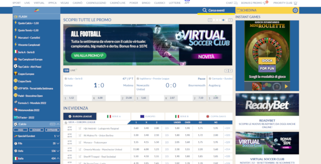 punteggi d partite Eurobet