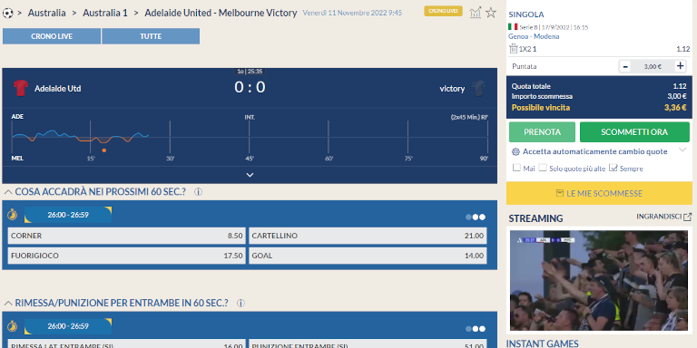 streaming live scommesse sportive su eurobet