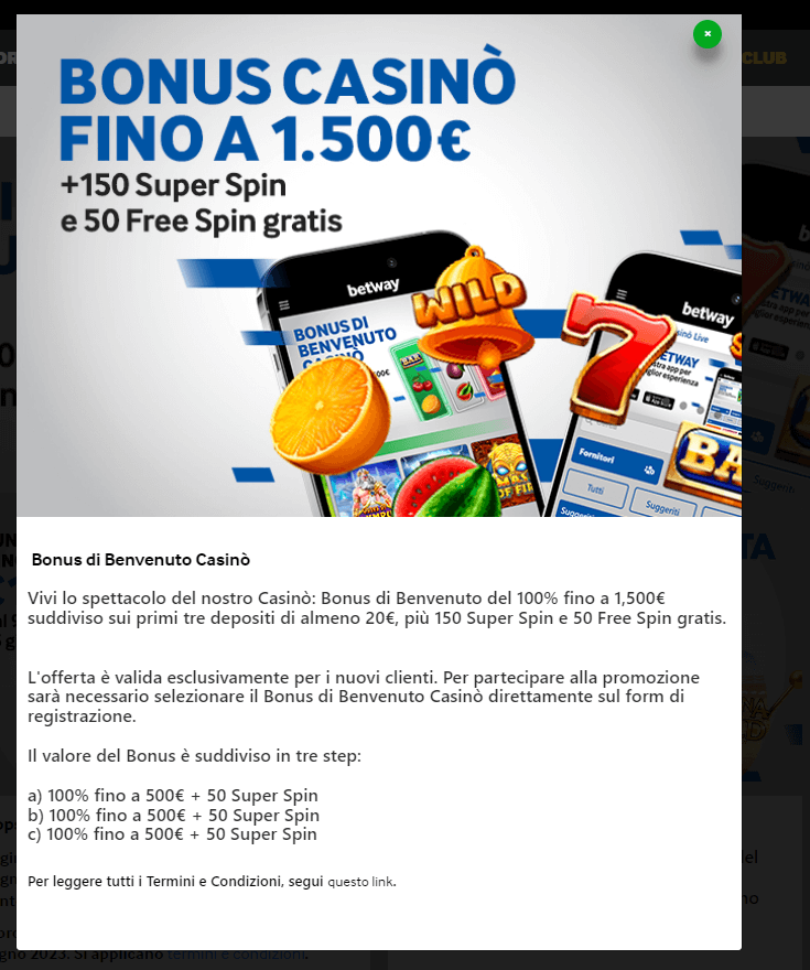 Bonus casinò Betway