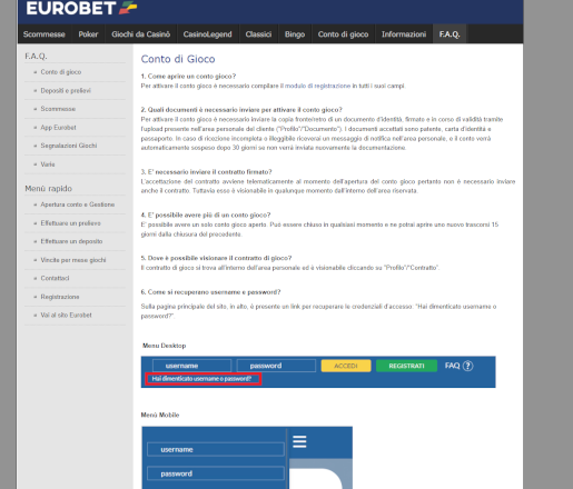 FAQ Eurobet