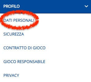 Dati personali nella golbet registrazione