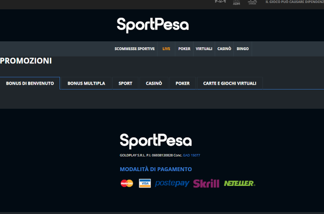 Pagina della promozione sport pesa