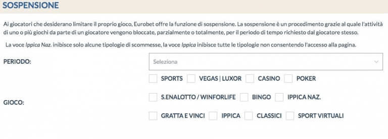 Sospensione Registrazione Eurobet