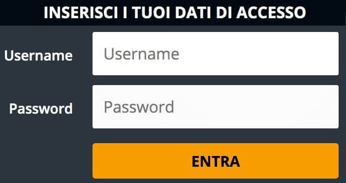 Inserisci nome utente e password