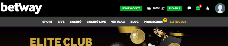 barra di navigazione betway