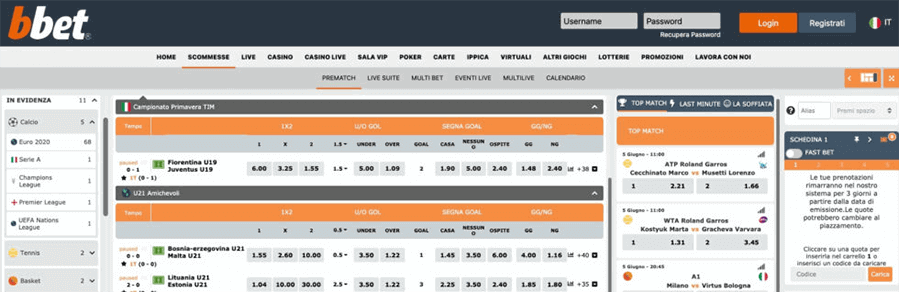 sezione scommesse bbet