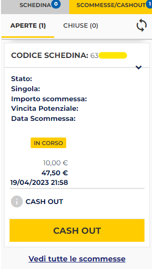 cashoout goldbet italia