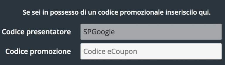 Inserisci il codice promozionale