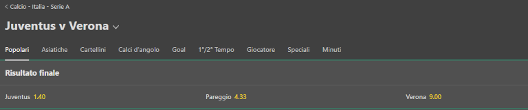 delle quote di bet365