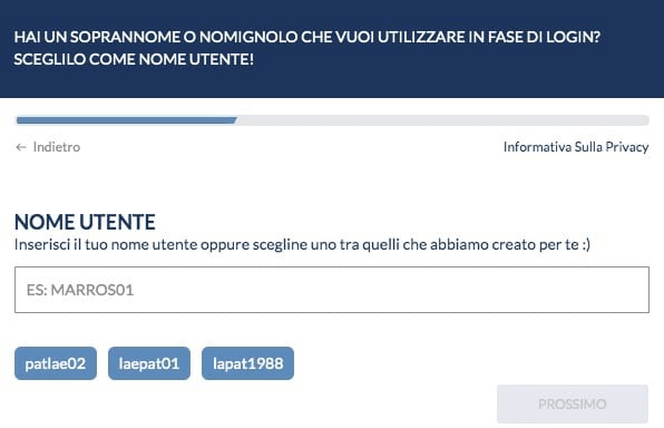 Inserisci Nome Utente Registrazione Eurobet