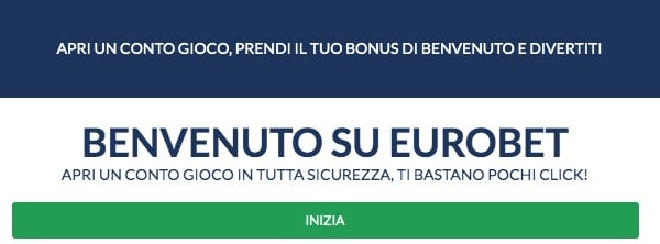 Inizio della registrazione Eurobet