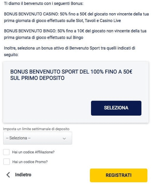 Bonus benvenuto Eurobet