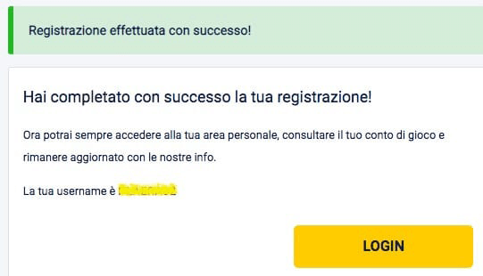 Completamento registrazione Eurobet