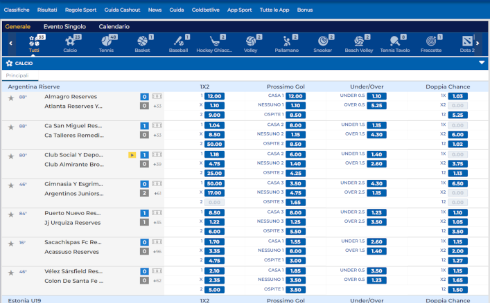 live scommesse goldbet