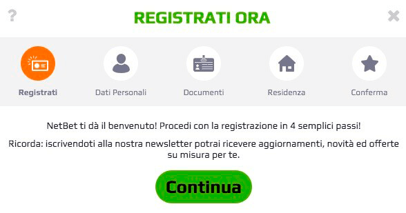 Registrazione netbet