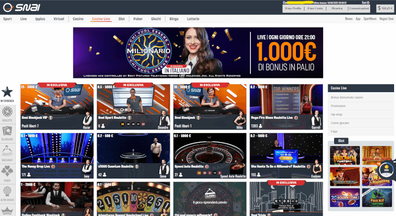 pagina principale di snai, casinò online