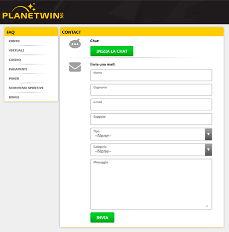 planetwin365 contatti