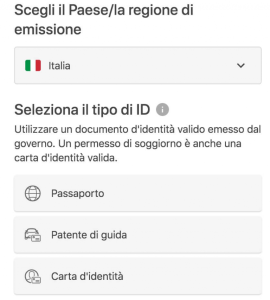 selezionare il tipo di ID 