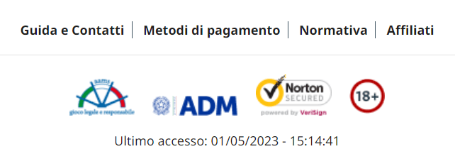 Parte inferiore della pagina principale di Betfair