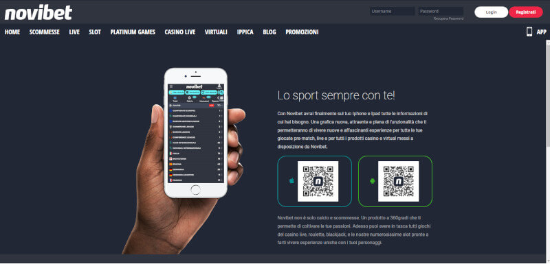 App Novibet Italia